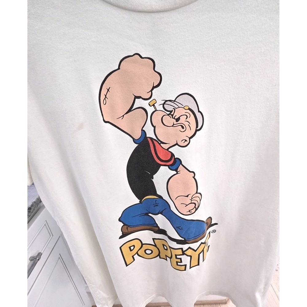 Popeye the Sailor Off White Ivory T-shirt Adult Large Spinach‎ LARGE - Picture 2 of 6